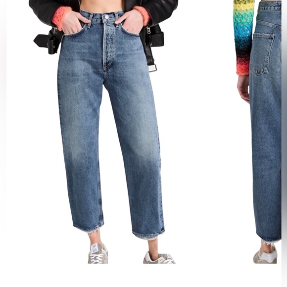 AGOLDE High Rise Loose Fit Wide-leg Cropped Jeans